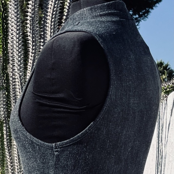 SAGA Dress Made in Italy Maxi Mock Turtle sleeveless blue/grey Florence split - Picture 6 of 10